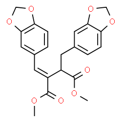ChemSpider 2D Image | Dimethyl (3E)-2-(1,3-benzodioxol-5-ylmethyl)-3-(1,3-benzodioxol-5-ylmethylene)succinate | C22H20O8