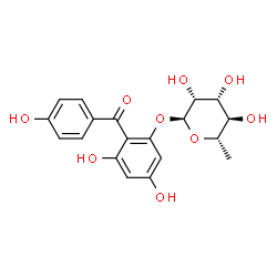 ChemSpider 2D Image | 3,5-Dihydroxy-2-(4-hydroxybenzoyl)phenyl 6-deoxy-alpha-L-mannopyranoside | C19H20O9