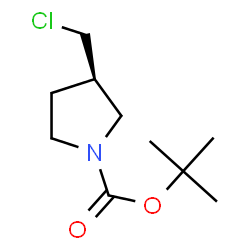 ChemSpider 2D Image | tert-butyl (3R)-3-(chloromethyl)-1-pyrrolidinecarboxylate | C10H18ClNO2