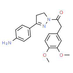 ChemSpider 2D Image | 1-(3-(4-Aminophenyl)-4,5-dihydro-1H-pyrazol-1-yl)-2-(3,4-dimethoxyphenyl)ethanone | C19H21N3O3