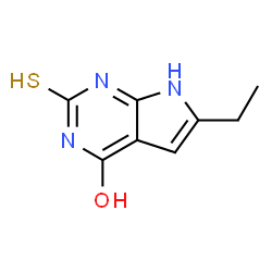 ChemSpider 2D Image | 6-ethyl-2-mercapto-7H-pyrrolo[2,3-d]pyrimidin-4-ol | C8H9N3OS
