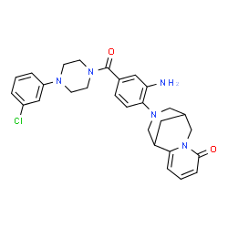 ChemSpider 2D Image | 11-(2-Amino-4-{[4-(3-chlorophenyl)-1-piperazinyl]carbonyl}phenyl)-7,11-diazatricyclo[7.3.1.0~2,7~]trideca-2,4-dien-6-one | C28H30ClN5O2