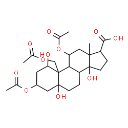 ChemSpider 2D Image | 3,11,19-Triacetoxy-1,5,14-trihydroxyandrostane-17-carboxylic acid | C26H38O11