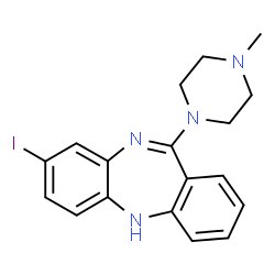 ChemSpider 2D Image | 8-Iodo-11-(4-methyl-1-piperazinyl)-5H-dibenzo[b,e][1,4]diazepine | C18H19IN4
