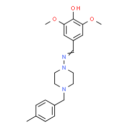 ChemSpider 2D Image | 2,6-Dimethoxy-4-({[4-(4-methylbenzyl)-1-piperazinyl]imino}methyl)phenol | C21H27N3O3