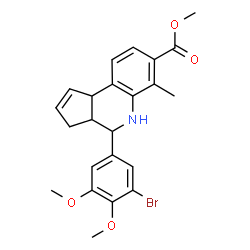 ChemSpider 2D Image | Methyl 4-(3-bromo-4,5-dimethoxyphenyl)-6-methyl-3a,4,5,9b-tetrahydro-3H-cyclopenta[c]quinoline-7-carboxylate | C23H24BrNO4