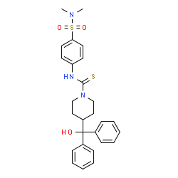 ChemSpider 2D Image | N-[4-(Dimethylsulfamoyl)phenyl]-4-[hydroxy(diphenyl)methyl]-1-piperidinecarbothioamide | C27H31N3O3S2