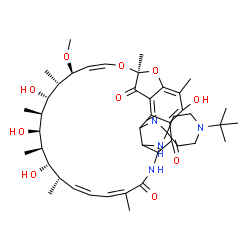ChemSpider 2D Image | (7S,9Z,11S,12S,13S,14R,15R,16R,17S,18S,19Z,21Z)-2,13,15,17-Tetrahydroxy-11-methoxy-3,7,12,14,16,18,22-heptamethyl-1'-(2-methyl-2-propanyl)-6H,23H,32H-spiro[8,33-dioxa-24,27,29-triazapentacyclo[23.6.1.
1~4,7~.0~5,31~.0~26,30~]tritriaconta-1(31),2,4,9,19,21,25,29-octaene-28,4'-piperidine]-6,23,32-trione | C44H60N4O10