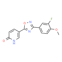 ChemSpider 2D Image | 5-[3-(3-Fluoro-4-methoxyphenyl)-1,2,4-oxadiazol-5-yl]-2(1H)-pyridinone | C14H10FN3O3