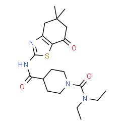 ChemSpider 2D Image | N~4~-(5,5-Dimethyl-7-oxo-4,5,6,7-tetrahydro-1,3-benzothiazol-2-yl)-N~1~,N~1~-diethyl-1,4-piperidinedicarboxamide | C20H30N4O3S