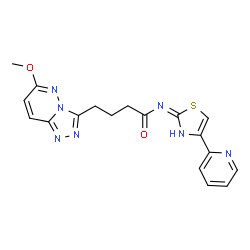 ChemSpider 2D Image | 4-(6-Methoxy[1,2,4]triazolo[4,3-b]pyridazin-3-yl)-N-[4-(2-pyridinyl)-1,3-thiazol-2-yl]butanamide | C18H17N7O2S