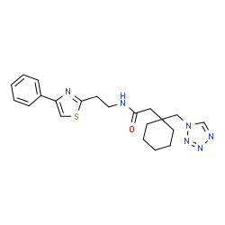 ChemSpider 2D Image | N-[2-(4-Phenyl-1,3-thiazol-2-yl)ethyl]-2-[1-(1H-tetrazol-1-ylmethyl)cyclohexyl]acetamide | C21H26N6OS