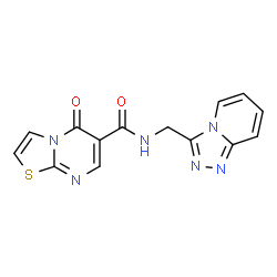 ChemSpider 2D Image | 5-Oxo-N-([1,2,4]triazolo[4,3-a]pyridin-3-ylmethyl)-5H-[1,3]thiazolo[3,2-a]pyrimidine-6-carboxamide | C14H10N6O2S
