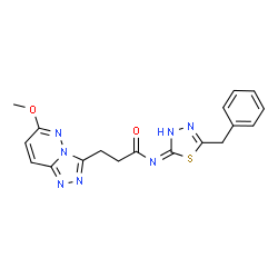ChemSpider 2D Image | N-(5-Benzyl-1,3,4-thiadiazol-2-yl)-3-(6-methoxy[1,2,4]triazolo[4,3-b]pyridazin-3-yl)propanamide | C18H17N7O2S