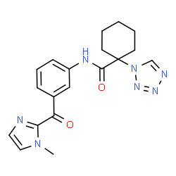 ChemSpider 2D Image | N-{3-[(1-Methyl-1H-imidazol-2-yl)carbonyl]phenyl}-1-(1H-tetrazol-1-yl)cyclohexanecarboxamide | C19H21N7O2
