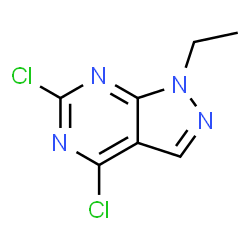 ChemSpider 2D Image | 4,6-Dichloro-1-ethyl-1H-pyrazolo[3,4-d]pyrimidine | C7H6Cl2N4