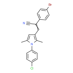 ChemSpider 2D Image | 2-(4-Bromophenyl)-3-[1-(4-chlorophenyl)-2,5-dimethyl-1H-pyrrol-3-yl]acrylonitrile | C21H16BrClN2