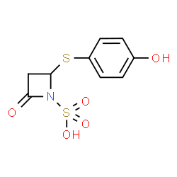 ChemSpider 2D Image | 2-[(4-Hydroxyphenyl)sulfanyl]-4-oxo-1-azetidinesulfonic acid | C9H9NO5S2