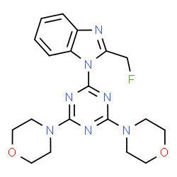 ChemSpider 2D Image | 1-[4,6-Di(4-morpholinyl)-1,3,5-triazin-2-yl]-2-(fluoromethyl)-1H-benzimidazole | C19H22FN7O2