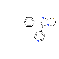 ChemSpider 2D Image | 6-(4-Fluorophenyl)-5-(4-pyridinyl)-2,3-dihydroimidazo[2,1-b][1,3]thiazole hydrochloride (1:1) | C16H13ClFN3S