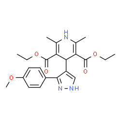 ChemSpider 2D Image | Diethyl 4-[3-(4-methoxyphenyl)-1H-pyrazol-4-yl]-2,6-dimethyl-1,4-dihydro-3,5-pyridinedicarboxylate | C23H27N3O5