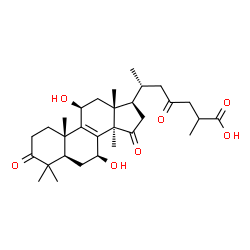 ChemSpider 2D Image | (7beta,11beta)-7,11-Dihydroxy-3,15,23-trioxolanost-8-en-26-oic acid | C30H44O7