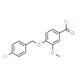 ChemSpider 2D Image | 4-[(4-Chlorobenzyl)oxy]-3-methoxybenzoyl chloride | C15H12Cl2O3