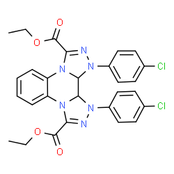 ChemSpider 2D Image | Diethyl 1,12-bis(4-chlorophenyl)-1,12,12a,12b-tetrahydrobis[1,2,4]triazolo[4,3-a:3',4'-c]quinoxaline-3,10-dicarboxylate | C28H24Cl2N6O4
