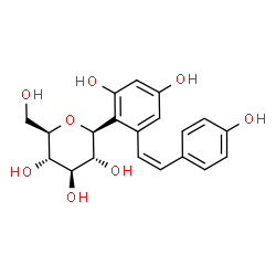 ChemSpider 2D Image | (1S)-1,5-Anhydro-1-{2,4-dihydroxy-6-[(Z)-2-(4-hydroxyphenyl)vinyl]phenyl}-D-glucitol | C20H22O8