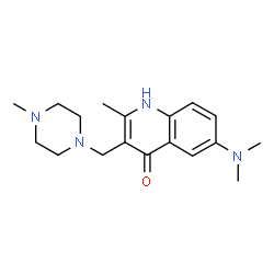 ChemSpider 2D Image | 6-(Dimethylamino)-2-methyl-3-[(4-methylpiperazin-1-yl)methyl]quinolin-4-ol | C18H26N4O