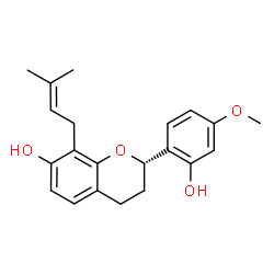 ChemSpider 2D Image | (2S)-2-(2-Hydroxy-4-methoxyphenyl)-8-(3-methyl-2-buten-1-yl)-7-chromanol | C21H24O4