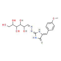 ChemSpider 2D Image | (2E,5Z)-5-(4-Methoxybenzylidene)-2-[(1E,2Z)-2-(2,3,4,5,6-pentahydroxyhexylidene)hydrazino]-1,5-dihydro-4H-imidazol-4-one | C17H22N4O7