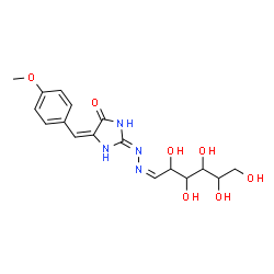ChemSpider 2D Image | (2E,5E)-5-(4-Methoxybenzylidene)-2-[(1E,2Z)-2-(2,3,4,5,6-pentahydroxyhexylidene)hydrazino]-1,5-dihydro-4H-imidazol-4-one | C17H22N4O7