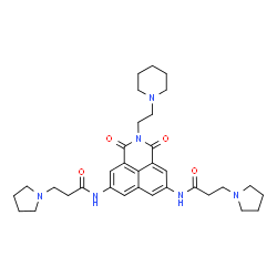 ChemSpider 2D Image | N,N'-{1,3-Dioxo-2-[2-(1-piperidinyl)ethyl]-2,3-dihydro-1H-benzo[de]isoquinoline-5,8-diyl}bis[3-(1-pyrrolidinyl)propanamide] | C33H44N6O4