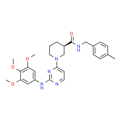 ChemSpider 2D Image | (3R)-N-(4-Methylbenzyl)-1-{2-[(3,4,5-trimethoxyphenyl)amino]-4-pyrimidinyl}-3-piperidinecarboxamide | C27H33N5O4
