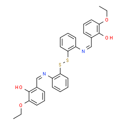 ChemSpider 2D Image | 2,2'-{Disulfanediylbis[2,1-phenylenenitrilo(Z)methylylidene]}bis(6-ethoxyphenol) | C30H28N2O4S2