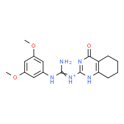 ChemSpider 2D Image | Amino[(3,5-dimethoxyphenyl)amino]-N-(4-oxo-1,4,5,6,7,8-hexahydro-2-quinazolinyl)methaniminium | C17H22N5O3