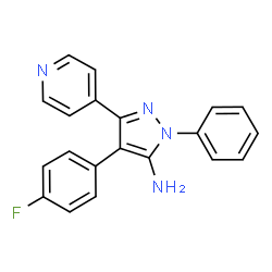 ChemSpider 2D Image | 4-(4-Fluorophenyl)-1-phenyl-3-(4-pyridinyl)-1H-pyrazol-5-amine | C20H15FN4