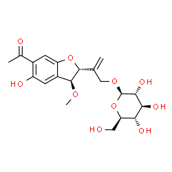 ChemSpider 2D Image | 2-[(2R,3S)-6-Acetyl-5-hydroxy-3-methoxy-2,3-dihydro-1-benzofuran-2-yl]-2-propen-1-yl beta-D-glucopyranoside | C20H26O10