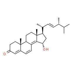 ChemSpider 2D Image | (9xi,15alpha,22E)-15-Hydroxyergosta-4,6,8(14),22-tetraen-3-one | C28H40O2