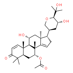 ChemSpider 2D Image | (5alpha,7alpha,11alpha,13alpha,17alpha,20S,23R,24R)-11,23,25-Trihydroxy-4,4,8-trimethyl-3-oxo-21,24-epoxycholesta-1,14-dien-7-yl acetate | C32H48O7