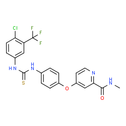 ChemSpider 2D Image | 4-[4-({[4-Chloro-3-(trifluoromethyl)phenyl]carbamothioyl}amino)phenoxy]-N-methyl-2-pyridinecarboxamide | C21H16ClF3N4O2S