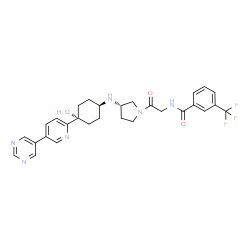 ChemSpider 2D Image | N-{2-[(3S)-3-({trans-4-Hydroxy-4-[5-(5-pyrimidinyl)-2-pyridinyl]cyclohexyl}amino)-1-pyrrolidinyl]-2-oxoethyl}-3-(trifluoromethyl)benzamide | C29H31F3N6O3