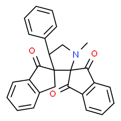 ChemSpider 2D Image | 1'-Methyl-4'-phenyldispiro[indene-2,2'-pyrrolidine-3',2''-indene]-1,1'',3(3''H)-trione | C27H21NO3