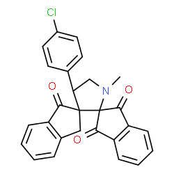 ChemSpider 2D Image | 4'-(4-Chlorophenyl)-1'-methyldispiro[indene-2,2'-pyrrolidine-3',2''-indene]-1,1'',3(3''H)-trione | C27H20ClNO3
