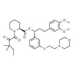 ChemSpider 2D Image | (1R)-3-(3,4-Dimethoxyphenyl)-1-{3-[2-(4-morpholinyl)ethoxy]phenyl}propyl (2S)-1-(3,3-dimethyl-2-oxopentanoyl)-2-piperidinecarboxylate | C36H50N2O8