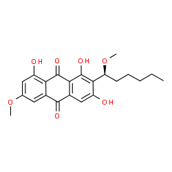 ChemSpider 2D Image | 1,3,8-Trihydroxy-6-methoxy-2-[(1S)-1-methoxyhexyl]-9,10-anthraquinone | C22H24O7