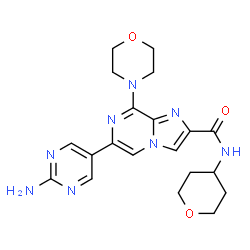 ChemSpider 2D Image | 6-(2-Amino-5-pyrimidinyl)-8-(4-morpholinyl)-N-(tetrahydro-2H-pyran-4-yl)imidazo[1,2-a]pyrazine-2-carboxamide | C20H24N8O3