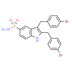 ChemSpider 2D Image | 2,3-Bis(4-bromobenzyl)-1H-indole-5-sulfonamide | C22H18Br2N2O2S