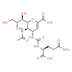ChemSpider 2D Image | (2R,3R,4S)-3-Acetamido-4-({[(1S)-4-amino-1-carboxy-4-oxobutyl]carbamoyl}amino)-2-[(1R,2R)-1,2,3-trihydroxypropyl]-3,4-dihydro-2H-pyran-6-carboxylic acid | C17H26N4O11